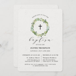 Invitación Elegante vegetación Eucalyptus Foliage Baptism