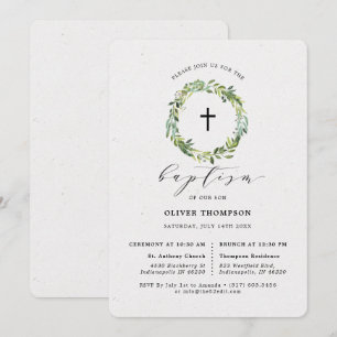 Invitación Elegante vegetación Eucalyptus Foliage Baptism