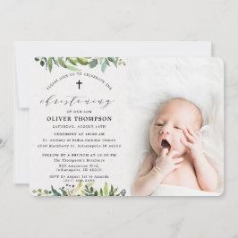 Invitación Elegante vegetación Eucalyptus Foto Christening