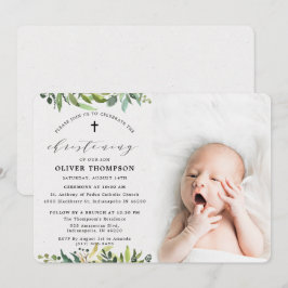 Invitación Elegante vegetación Eucalyptus Foto Christening