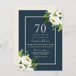Invitación Elegante vegetación floral blanca moderna 70 cumpl