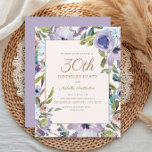 Invitación Elegante vegetación floral púrpura Lilac 30 cumple<br><div class="desc">Hermosa y elegante colorido lila morado floral y verde acuarela botánica invitación a la fiesta de 30 años con un fondo crema/blanco.</div>