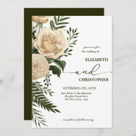 Invitación Elegante vegetación floral y Boda de las Bouquets 