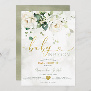 Invitación Elegante vegetación Flores Blancas Bebé En Bloom