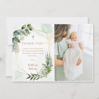 Invitación Elegante vegetación Foliage Baptism Gracias Tarjet