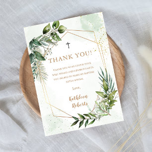 Invitación Elegante vegetación Foliage Baptism Gracias Tarjet