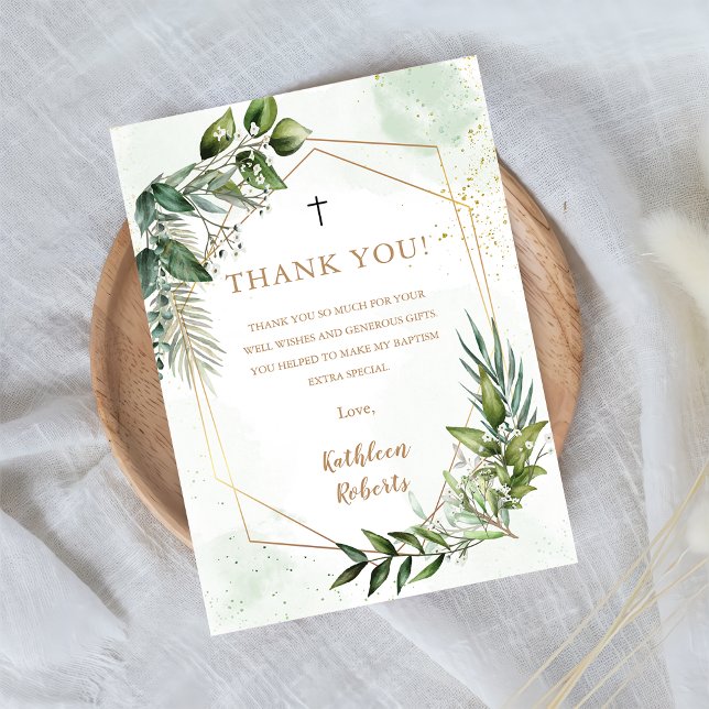 Invitación Elegante vegetación Foliage Baptism Gracias Tarjet (Subido por el creador)