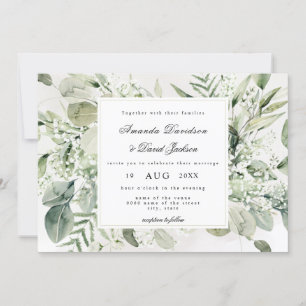 Invitación Elegante vegetación Foliage Boda de Boho Floral Bl