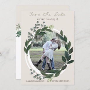 Invitación Elegante vegetación Garland Ferns Save the Date Ph