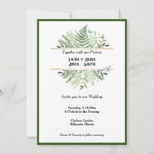 Invitación Elegante Vegetación Helechos Botánico