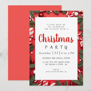 Invitación Elegante vegetación invernal moderna Fiesta de Nav