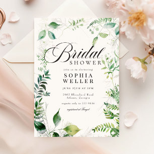 Invitación Elegante vegetación Jardín Botánico Ducha Bridal