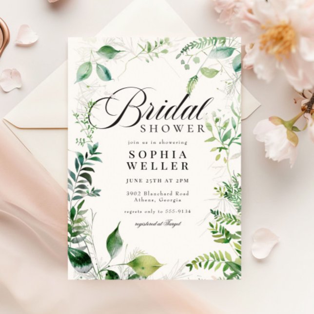 Invitación Elegante vegetación Jardín Botánico Ducha Bridal (Subido por el creador)