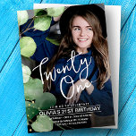 Invitación Elegante vegetación juvenil moderna foto de 21 año<br><div class="desc">Celebre su 21º cumpleaños con estilo con nuestro moderno, rústico y elegante diseño de invitación. Nuestro diseño único y contemporáneo cuenta con un hermoso tema botánico verde salvia y eucalipto con toques de tipografía en blanco y negro. Las acuarelas florales y follaje crean un aspecto natural y estético perfecto para...</div>