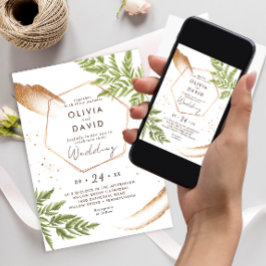 Invitación Elegante vegetación moderna y Boda de oro