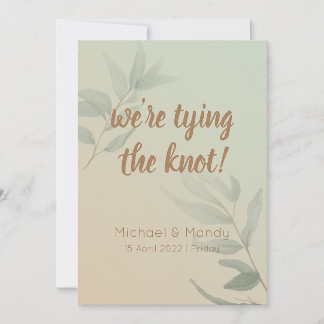 Invitación Elegante vegetación pastel Guardar la fecha (Anverso)