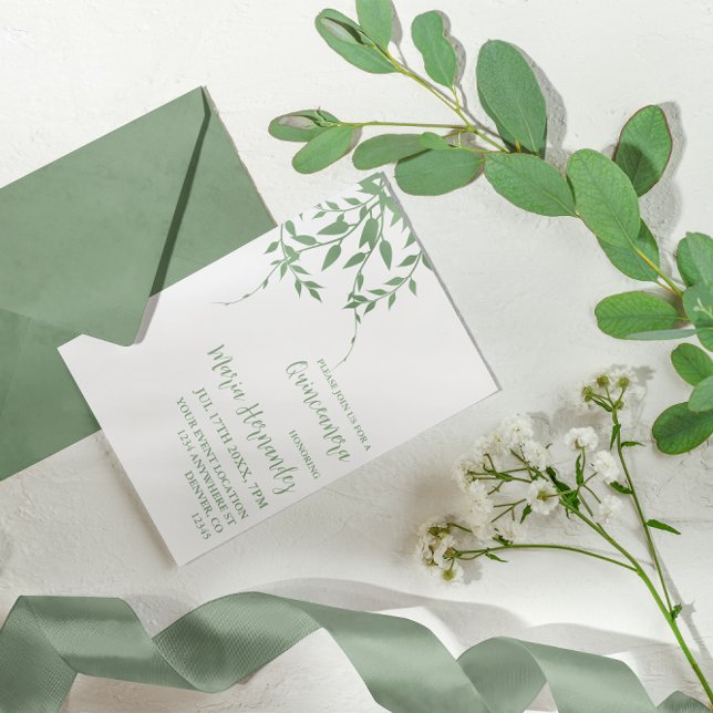 Invitación Elegante vegetación Quinceañera (Subido por el creador)