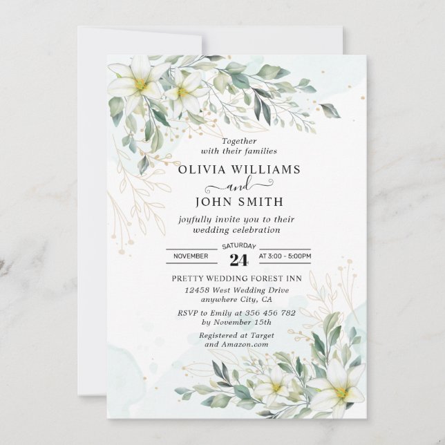 Invitación Elegante vegetación romántica Eucalyptus - F001 In (Anverso)