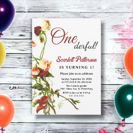 Invitación Elegante vegetación Rosas rústicos Floral 1er cump