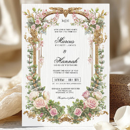 Invitación Elegante vegetación Rubor rosa floral y eucalipto
