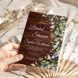 Invitación Elegante vegetación Rústica Madera Ducha Bridal