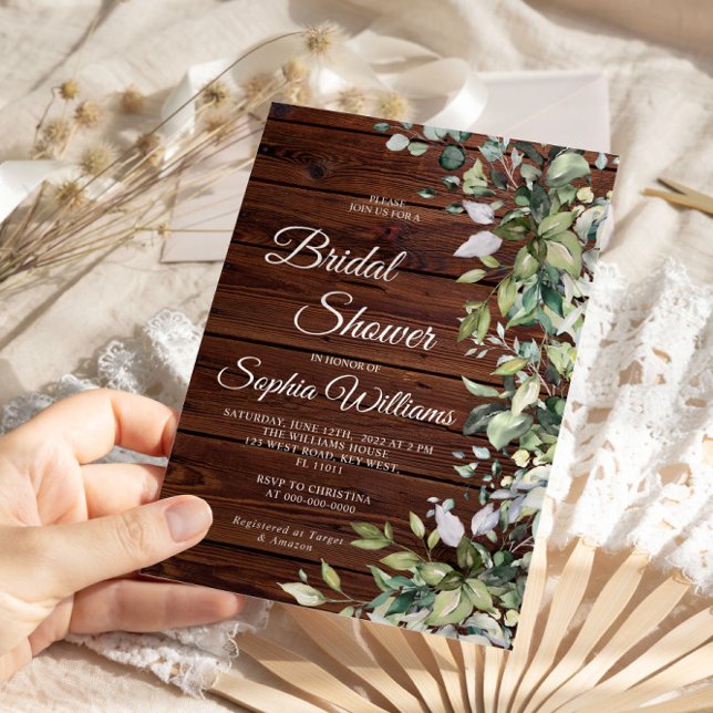 Invitación Elegante vegetación Rústica Madera Ducha Bridal (Subido por el creador)
