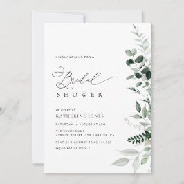 Invitación elegante vegetación sage floral ducha de novia ver