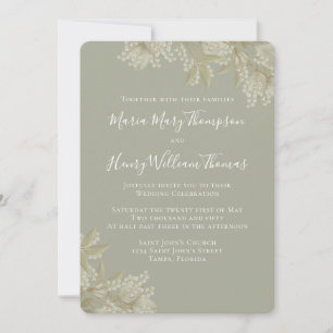 Invitación Elegante vegetación Sage Green Floral Foliage Simp