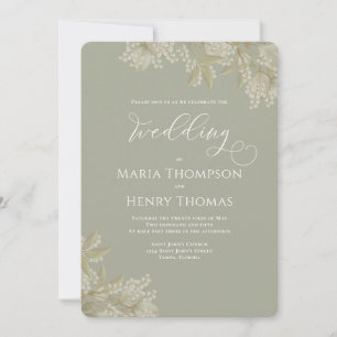 Invitación Elegante vegetación Sage Green Floral Foliage Simp