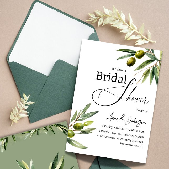 Invitación Elegante vegetación Sage Green Olive Bridal Shower (Subido por el creador)