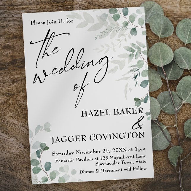 Invitación Elegante vegetación Simple Tipografía El Boda de (Subido por el creador)