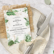 Elegante vegetación tropical de verano y Boda de o