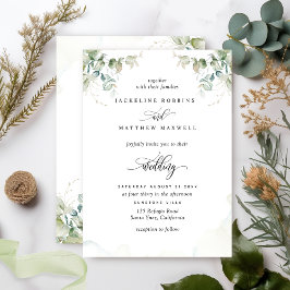 Invitación Elegante vegetación y Boda acuarela