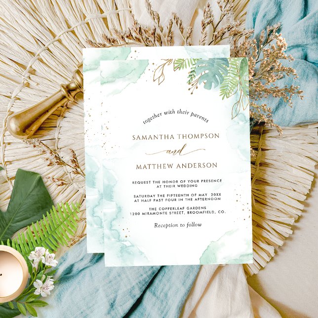 Invitación Elegante vegetación y Boda acuarela (Subido por el creador)