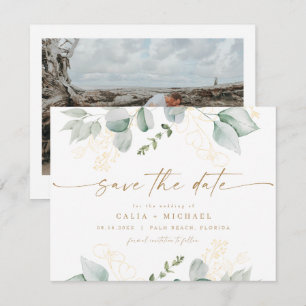 Invitación Elegante vegetación y Boda de Oro Salven la Fecha