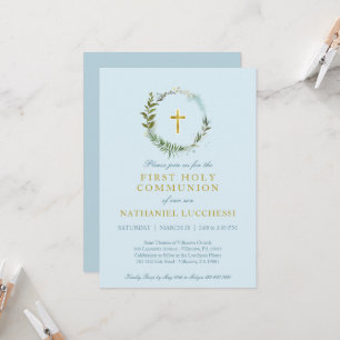 Invitación Elegante vegetación y comunidad de bautismo de Rel