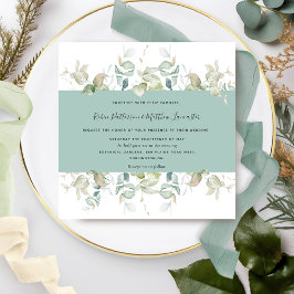 Invitación Elegante vegetación y estipe verde, Boda cuadrado