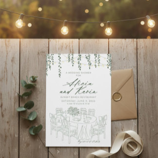 Invitación Elegante Vegetación y Luces de Cuerda Despedida de