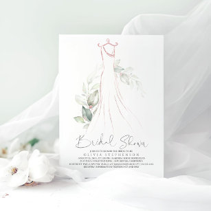 Invitación Elegante vegetación y vestido Boda ducha de novia 