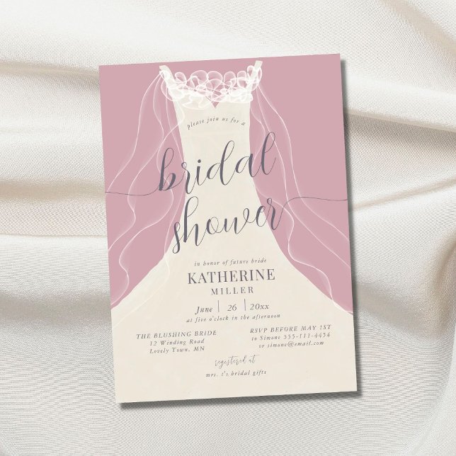 Invitación Elegante Velo Rubor Ruffles Vestido Ducha Nodal (Subido por el creador)