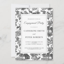 Invitación Elegante venado de tela blanca negra
