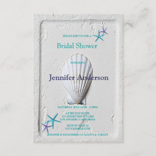 Invitación Elegante Venus Clam Beach Mar Ducha Bridal