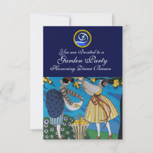 INVITACIÓN ELEGANTE VERANO FIESTA SAPPHIRE GEM MONOGRAM