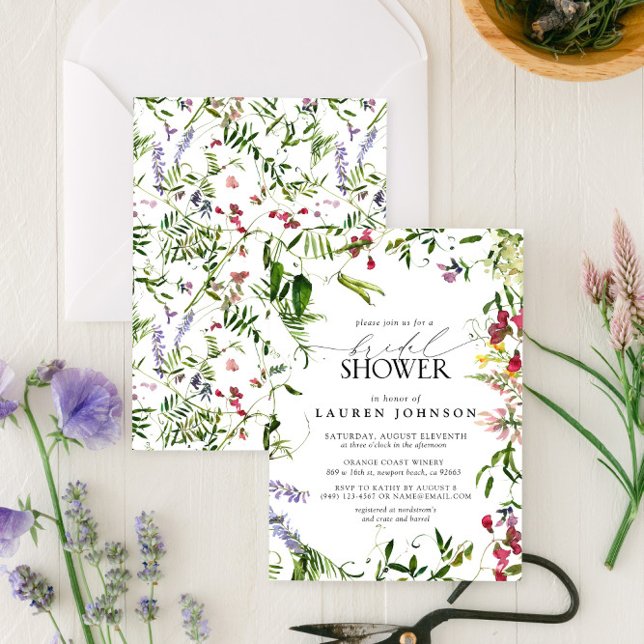 Invitación Elegante Verano Flor de Flor Silvestre Agua Ducha  (Easily personalize this  bridal shower invitation for the perfect celebration of the bride to be!)