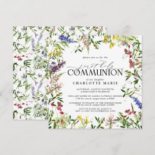 Invitación Elegante verano Flor silvestre Primera Comunión Sa
