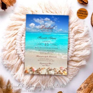 Invitación Elegante verano Tropical Beach Bridal Shower