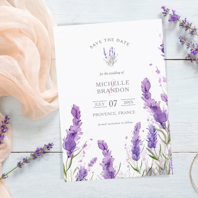Invitación Elegante verano violeta morado de lavanda de flore (Subido por el creador)