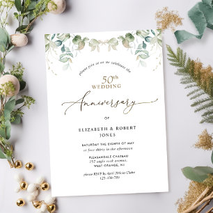 Invitación Elegante verde 50° aniversario Boda