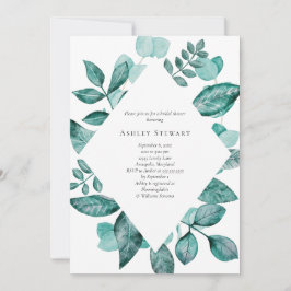 Invitación Elegante Verde azulada Vegetación Acuática Ducha B