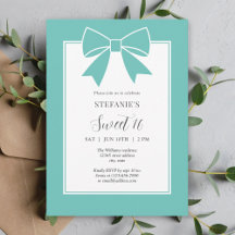 Elegante Verde azulado Blue Bow Sweet 16 Chica fie